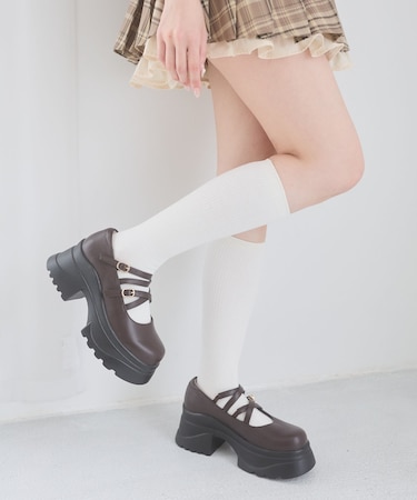 ダブルクロス厚底スニーカーローファー