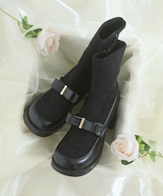 クラシカルリボンローファーコンビブーツ
