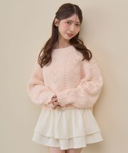 バックリボン透かし編みニット
