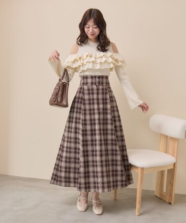 バックレースアップフレアスカート