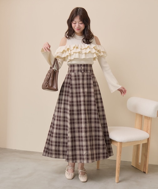 バックレースアップフレアスカート