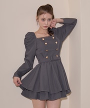 ナポレオンデザイン長袖ワンピース