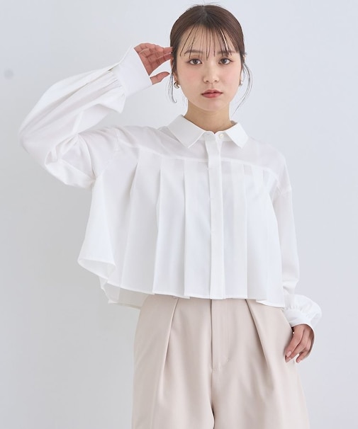 タックプリーツショートシャツ