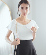 ビッグカラーノースリニットトップス