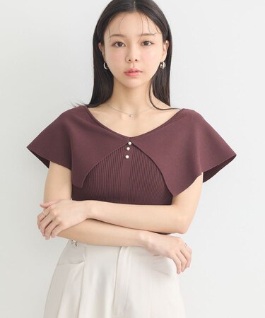 ビッグカラーノースリニットトップス