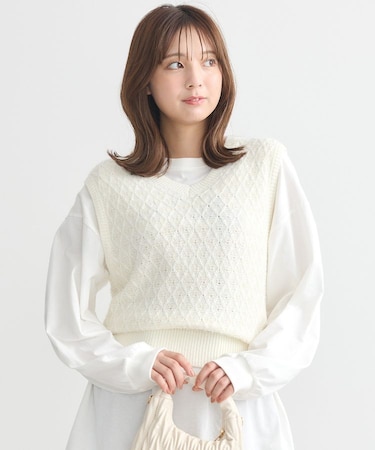 ラメジャガードニットベスト