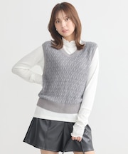 ラメジャガードニットベスト