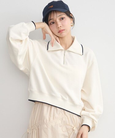 ハーフジップラインプルオーバー