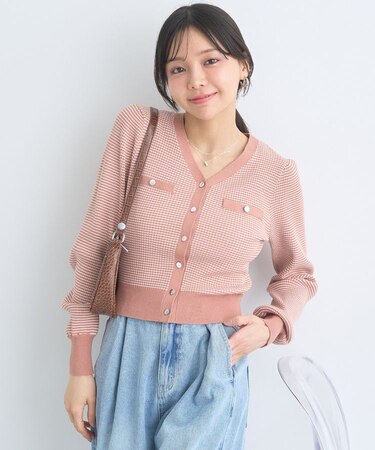 マイクロボーダーVネックコンパクトカーディガン