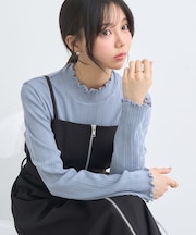 ランダムチェーンリブハイネックプルオーバー