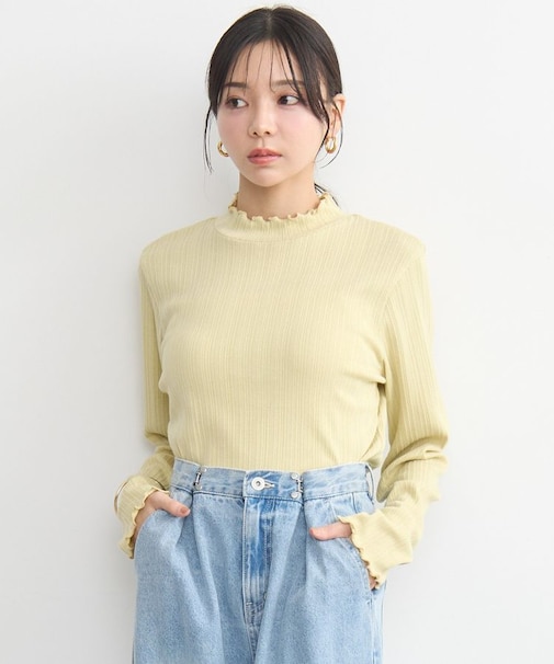 ランダムチェーンリブハイネックプルオーバー