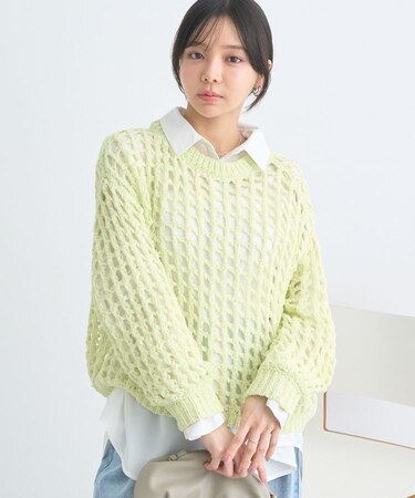 チュールヤーンメッシュニットプルオーバー