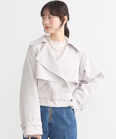 バックフレアショートトレンチコート
