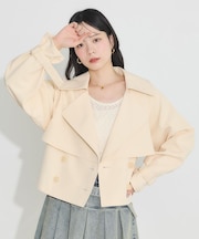 バックフレアショートトレンチコート