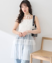 チュールミニキャミワンピース