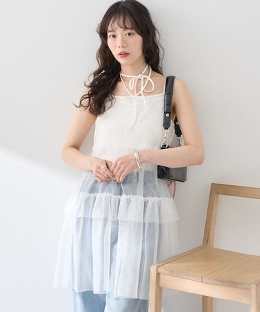チュールミニキャミワンピース