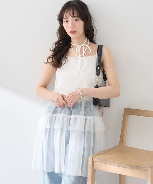 チュールミニキャミワンピース