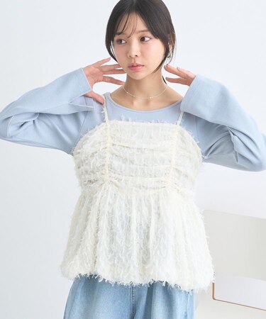フロントギャザーフリンジキャミトップス