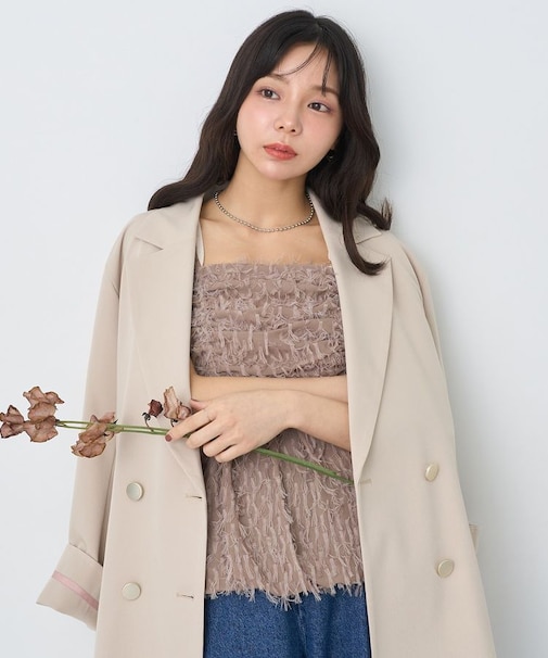 フロントギャザーフリンジキャミトップス