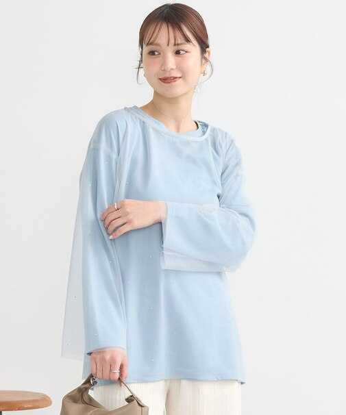 ラインストーンチュールドッキングプルオーバー