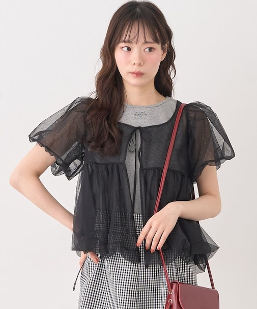 SET2点チュールバルーンブラウス＋ロゴタンク