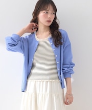 UVカット加工クルーネックニットカーディガン