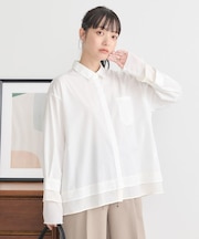 シフォン×チュールレイヤードシャツ