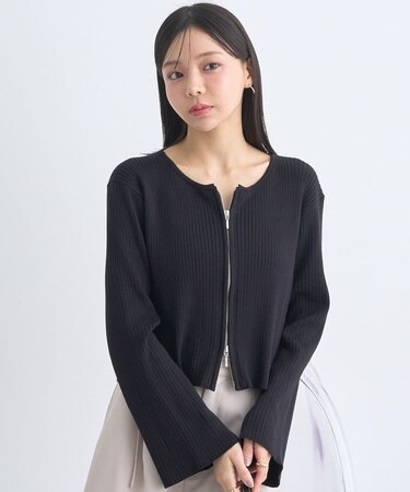 ダブルジップニットカーディガン
