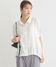 裾ドロストフレンチスリーブシャツ
