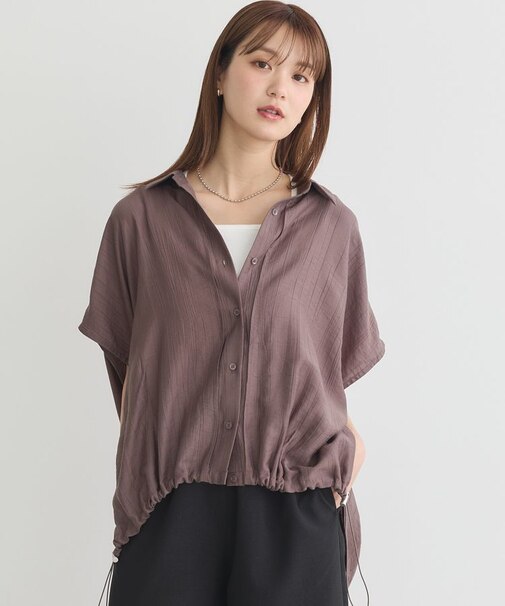 裾ドロストフレンチスリーブシャツ