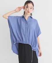 裾ドロストフレンチスリーブシャツ