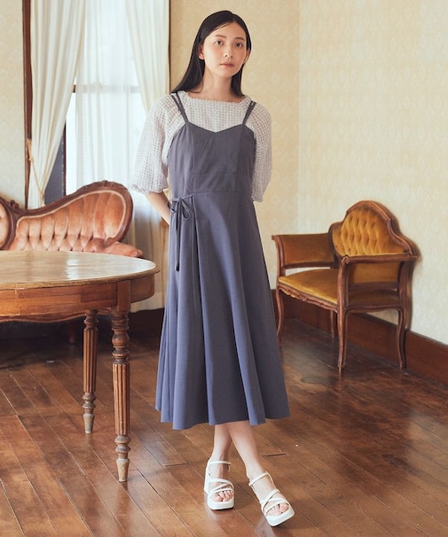 サイドリボンラップ風キャミワンピース