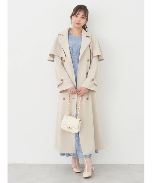 ☆まる☆【完売品】ELLIE エリー ケープトレンチコート【BEIGE】 ロングトレンチコート【BEIGE】 – ELLIE