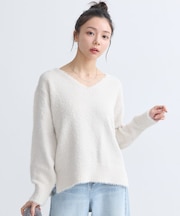 スパンコールシャギーVネックプルオーバー
