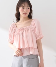 スクエアフロントリボンブラウス