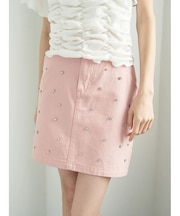 ビジューデニムミニスカート