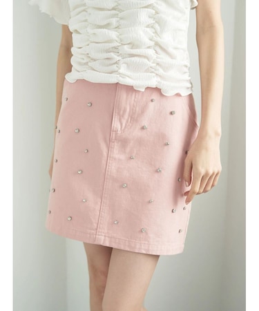 ビジューデニムミニスカート