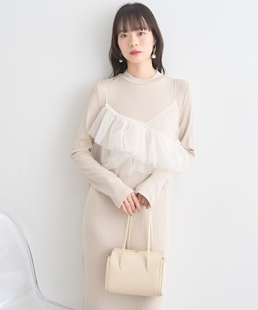 SET2点アシメチュールビスチェ＋ワンピース