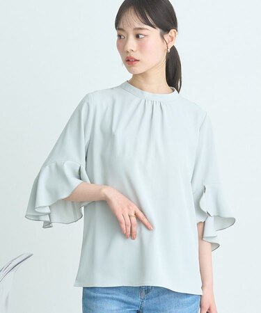 フリル7分袖ブラウス