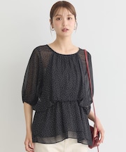 レイヤードライクドット柄ブラウス