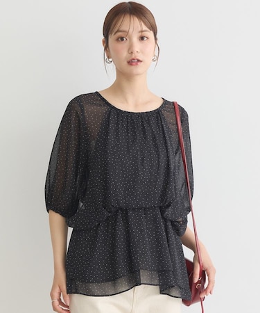 レイヤードライクドット柄ブラウス