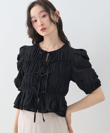 レースティアードシャーリングブラウス