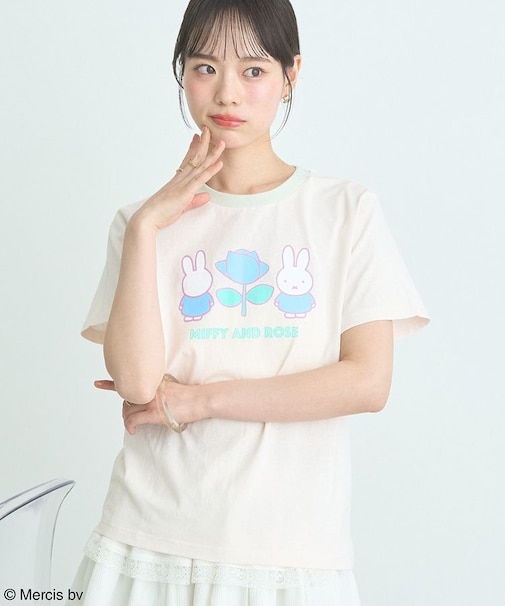 miffy/earth Rose ringer Tee