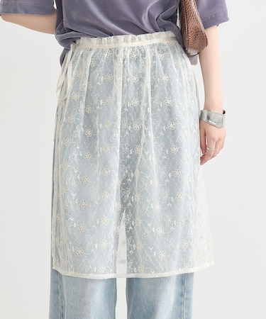 フラワー刺繍レイヤードスカート