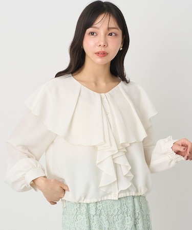 シアーラッフルブラウス