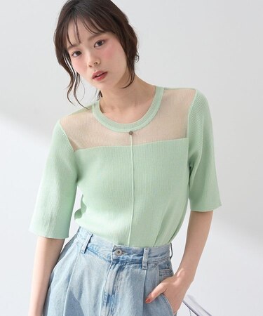 シアーヨークニットプルオーバー