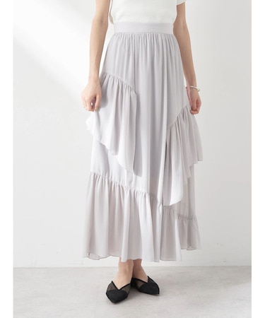 シアー楊柳アシメティアードスカート