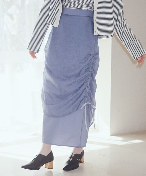 シフォンドロストレイヤードスカート