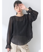 キャンディースリーブシアーブラウス