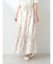 フラワーティアードテックスカート